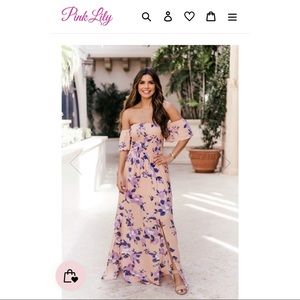 Pink Lily floral Maxi Dress